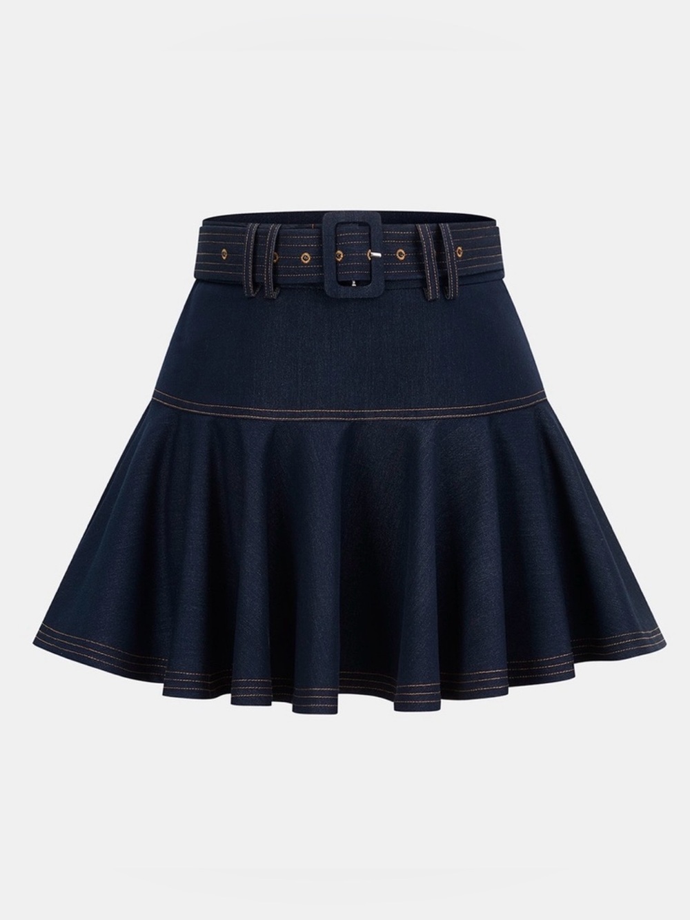Commense Navy Flared Skater Skirt with Matching Belt
